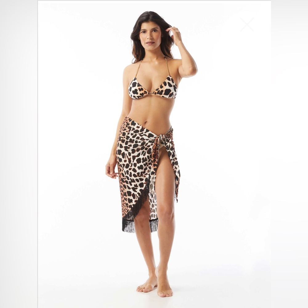 Vince Camuto Fringe Pareo Cover Up - Jungle Cat
